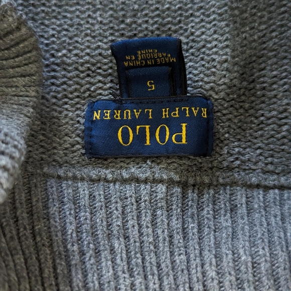 100% cotton, Polo by Ralph Lauren, boys size 5 full zip cardigan. - Picture 8 of 10